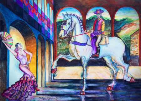 Spanish Andalusian Cultural Print Original by Michael Signed Authentic and Guaranteed