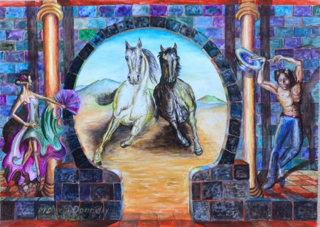 Spanish Andalusian Cultural Print Original by Michael Signed Authentic and Guaranteed